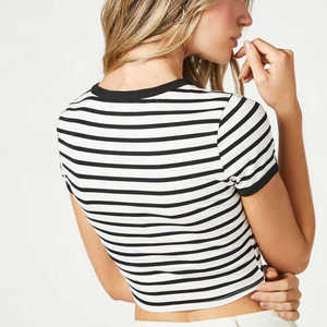 Camiseta corta de gran tamaño personalizada informal para mujer, camiseta ligera, camisetas de tela - Product Image 3