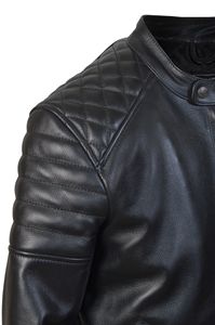 Chaqueta de motorista de cuero para niños al por mayor, Chaleco de cuero verde OEM para hombre, logotipo frontal informal de invierno teñido liso - Product Image 2