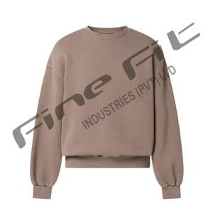 Sweat-shirt unisexe en coton mélangé, doublure en polaire, surdimensionné, col ras du cou, pull à manches longues, teint uni - Product Image 1
