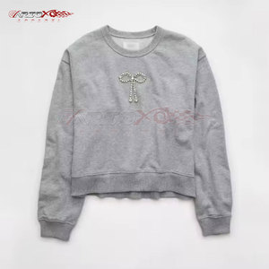 Sudadera elegante de mujer con diamantes de imitación con diseño brillante y tela de algodón suave sudadera de moda con diamantes de imitación - Product Image 1