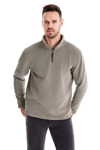 Pull en polaire sherpa pour homme, manches régulières, fermeture éclair, sweat-shirt confortable, chaud pour l'hiver, coupe régulière, polaire en coton, OEM brodé - Product Image 4