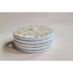 Posavasos redondos para posavasos de mesa con incrustaciones de hueso, posavasos hecho a mano con incrustaciones de madreperla - Product Image 2