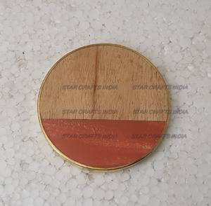 Indian handmade Wood and Resin Round Shape Brown & Green <b>Coaster</b> Manufacturer High Quality Decorative Model style <b>slate</b> <b>coasters</b> - Product Image 3