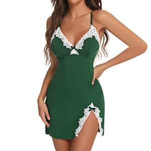 ชุดนอนลูกไม้เซ็กซี่สำหรับผู้หญิงชุดนอนตุ๊กตาลื่นเต็มตัวคอวี - Product Image 3