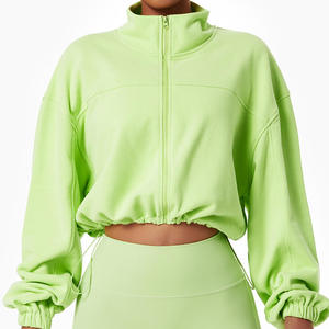 Pull-over surdimensionné à manches longues en coton pour femme, haut court unisexe avec Logo personnalisé, nouvelle collection 2022 - Product Image 4