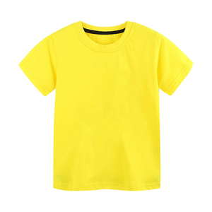 Camiseta Personalizada de Manga Corta para Niños, Color Amarillo, Media Manga, Informal, Lisa, para Niños y Niñas - Product Image 1