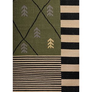 พรมขนสัตว์ทอมือสีเขียว Indusbar รุ่น ADWL-13017 กว้าง 4 เมตร ลายพิมพ์นามธรรม พรมปูพื้นห้องนอน ทางเดิน ห้องโถง รูปทรงสี่เหลี่ยมผืนผ้า 3 มิติ - Product Image 3