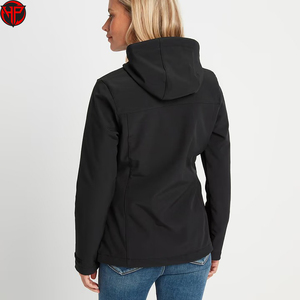 Veste softshell noire pour femme, imperméable, respirante, entièrement zippée, col montant, coupe-vent, avec poches - Product Image 3