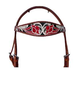 Western Horse Bridle Premium Flower <b>Tooled</b> Cowhide <b>Leather</b> Headstall <b>Crafted</b> by Indian Exporters - Product Image 2
