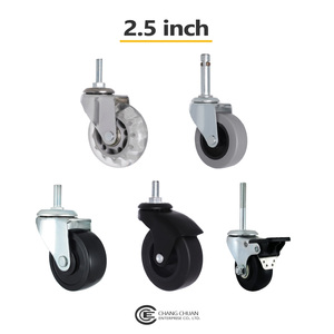 Bánh xe xoay có trục ren cho xe đẩy đồ nội thất, kích thước 2 inch, 2.5 inch, 3 inch, 4 inch, 5 inch, chất liệu PU và PP - Product Image 3
