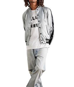 Blouson Bomber en Satin de Haute Qualité pour Homme, Style Casual, Varsity, Sports, Lettres Brodées, Boutons Devant, Fermeture Éclair, Grande Taille, Respirant - Product Image 3