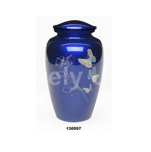 Elegante urna de cremación para adultos con mariposa azul perla y flor grande para cenizas humanas con bolsa de terciopelo gratis - Product Image 1