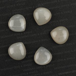พลอยมูนสโตนสีเทาธรรมชาติขนาด10มม. ทรงแบนปรับขนาดได้ทรงหลวมอัญมณี DIY - Product Image 1