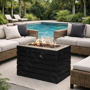 Fireplace for Sale <strong>Gas</strong> Large Black Painting Outdoor <strong>Fire</strong> Pit <strong>Heater</strong> for Hotel Decoration Commercial Use - Product Image 2