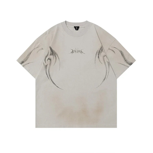 Camisetas estampadas 100% algodón orgánico para mujer estampado digital transpirable peso pesado de gran tamaño drop should camisetas para damas - Product Image 2