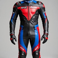 Traje de motocicleta de cuero personalizado por Malik Raza | Cuero de grano completo con color personalizado, opciones de logotipo y protección CE