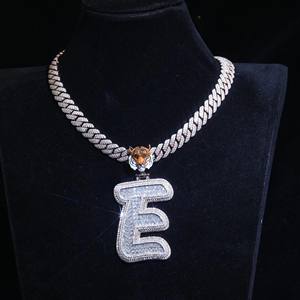 Pendentif Hip Hop en Argent Sterling 925 avec Lettre Initiale « E », Diamant Moissanite Taille Ronde, Style Iced Out pour Hommes – Prêt à Expédier - Product Image 1