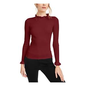 Maglione da donna Anne Klein XX-Small color vino (bordeaux) con maniche lunghe arricciate - Product Image 1