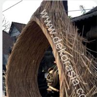 Dekor Asia - Nido para Pájaros Grande, Ecológico, con Marco de Madera de Ratán, 10 pies, Decoración Artística para Jardín, Diseño Natural