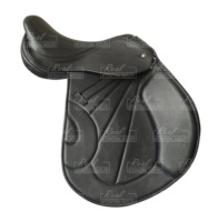 Selle d'équitation anglaise en cuir de qualité supérieure avec arceau en bois/plastique - Légère pour le saut d'obstacles et le dressage