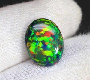 Superbe pierre précieuse d'opale noire éthiopienne Gemmes d'opale noire en vrac Glowing Welo Multi Flashy Cabochon noir éthiopien Cadeau pour elle - Product Image 4
