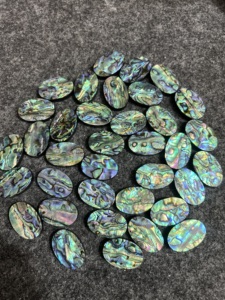 ลูกปัดเปลือกหอยเป๋าฮื้อธรรมชาติขนาดผสมรูปไข่สีรุ้งสีม่วงสีเขียว - Product Image 4