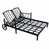 Chaise longue de plage portable en métal simple et double avec coussin résistant aux UV pour bronzer en plein air