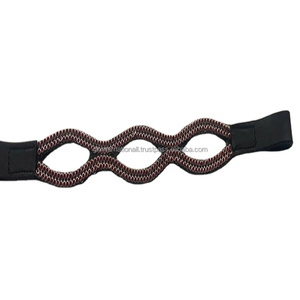 Banda de cuero negro para cejas, banda decorada con cristales púrpura, diamantes de imitación ostentosos, forma curva doble, nuevo diseñador - Product Image 1