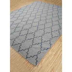 พรมขนสัตว์ทอมือแบบแบน Indusbar Dwrm-162 สีเทาและสีดำ ลายเรขาคณิตสี่เหลี่ยมผืนผ้า ลายทางและลายปะติดปะต่อ สำหรับห้องนั่งเล่นในบ้าน - Product Image 2