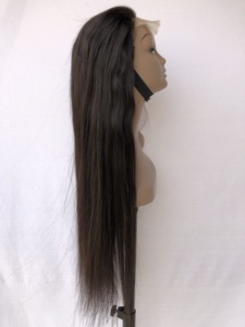 100% al por mayor, de proveedor indio, peluca de encaje transparente 5x5, cabello virgen de templo indio con doble trama, liso de 32 pulgadas, para mujeres negras - Product Image 4