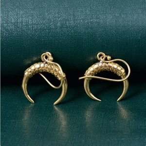 Nouveau Design Vente Chaude À La Mode Plaqué Or En Laiton Massif Rétro Cornes Croissant De Lune Céleste Unisexe Boucle D'oreille - Product Image 2