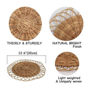 Mantel Individual de ratán con flores de estilo bohemio ecológico de alta calidad, forma de cargador, cartón tejido a mano para mesa de comedor, accesorios para el hogar - Product Image 3