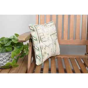 Design rustique 12x12 pouces Beige laine Kantha Patchwork oreiller tissé Vintage brodé imprimé fleuri pour sol de voiture noël - Product Image 2