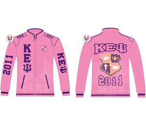Veste de course pour femme brodée Kapa Epsilon Psi Sorority |   Vestes de course en sergé de coton personnalisées pour femmes, broderie KEY Sorority - Product Image 1