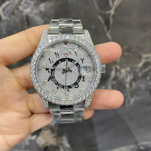 Montre-bracelet de luxe pour homme en acier inoxydable de haute qualité, mécanique, avec moissanite VVS, 40 mm, cadran en verre - Product Image 2