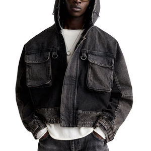 Veste en jean vintage à boutons avec broderie personnalisée STITCHMODE, impression de logo, lavage vintage, veste décontractée pour homme, poche plaquée de haute qualité - Product Image 2