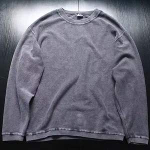 เสื้อกันหนาวคอกลมทรงหลวมสำหรับผู้ชายและผู้หญิงเสื้อถักวาฟเฟิลผ้าฝ้ายแท้ฟอกแน่น - Product Image 1