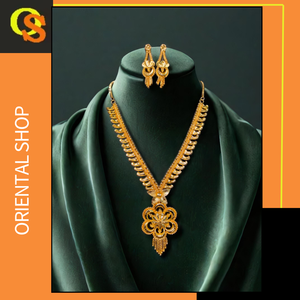 Las mejores ofertas Conjunto de pendientes de collar con chapado en oro de 22 quilates Estilo único Las mujeres usan collar Conjunto de pendientes Joyería - Product Image 2