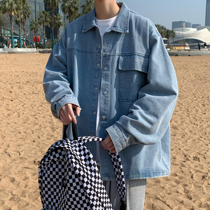 Veste en jean surdimensionnée de style streetwear hip-hop, usée, prix bon marché, vente en gros pour hommes - Product Image 5