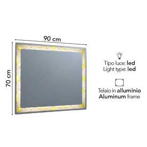 Miroir LED 90x70 avec inserts satinés et éclairage LED coloré - Product Image 4