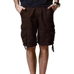 กางเกงขาสั้นผ้าแคนวาสสีดำสำหรับผู้ชายกางเกงขาสั้นคาร์โก้แบบถุงผ้าแคนวาสสีกากีมี6กระเป๋า100% ออกแบบได้ตามต้องการ - Product Image 3