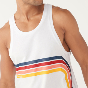 Men’s <b>Rainbow</b> Print Tank <b>Top</b> 100% Cotton Summer Plus Size Sleeveless T Shirt Lightweight Casual Gym Vest - Product Image 3