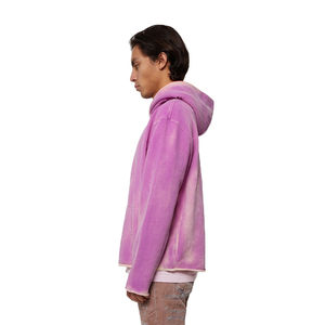 Fabricant Logo personnalisé Broderie dégradée Soleil Ensemble sweat à capuche vintage Sweat à capuche en coton lourd délavé à l'acide pour hommes - Product Image 3