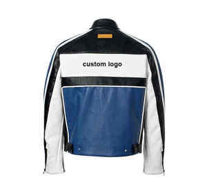 Veste de moto classique en cuir véritable Kivotech pour hommes avec vestes de course imperméables de haute qualité - Product Image 4