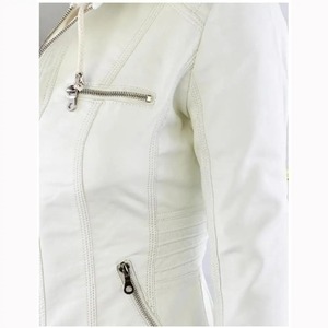 2025 nuevo estilo Europeo Americano manga larga abrigo blanco puro primavera otoño estilo cremallera chaquetas cortavientos de cuero Real - Product Image 4
