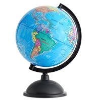 Globo del mundo de gran tamaño con acabado de acero y Base globo de mapa político educativo para Globo de casa para niños que aprenden geografía