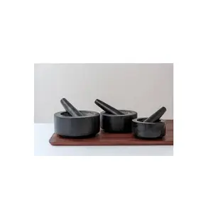 Granito artesanal natural y mortero de mármol de cuarzo y mortero para utensilios de cocina India mortero con mortero para cocinar - Product Image 1