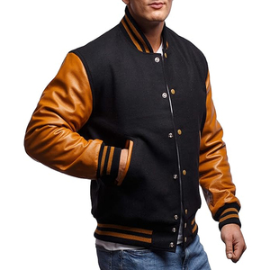 Veste universitaire en cuir pour homme de haute qualité personnalisée, veste universitaire de baseball à lettres contrastées personnalisée pour homme - Product Image 3