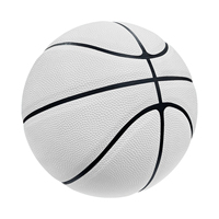 Ballon de basketball silencieux pour enfants et jeunes 2026, taille 6/7, en cuir PU, avec logo personnalisé, couleur blanche, pour entraînement et jeu en salle