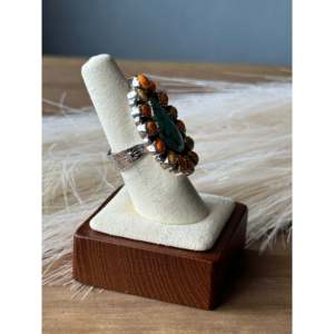 Southwest Handmade Multi Stone <b>Sterling</b> <b>Silver</b> Cluster <b>Ring</b> Bezel <b>Set</b> Adjustable - Product Image 3